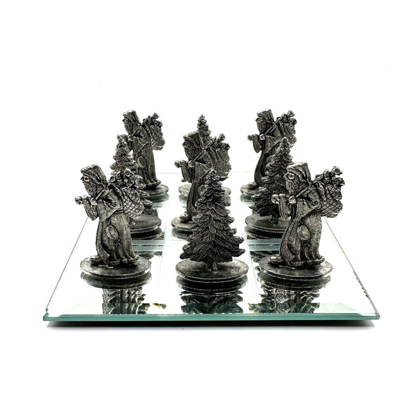 Pewter Christmas Tree Santa Claus Tic Tac Toe Set- Metzke Vintage 1993-Complete - Picture 3 of 7